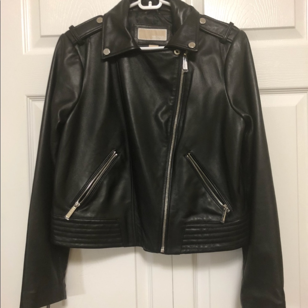 Michael Kors Black Genuine Motorcycle Jacket - Picture 3 of 8